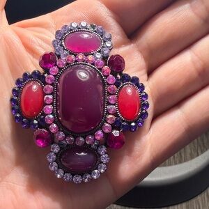 vintage Purple and Pink Gemstone Statement Brooch